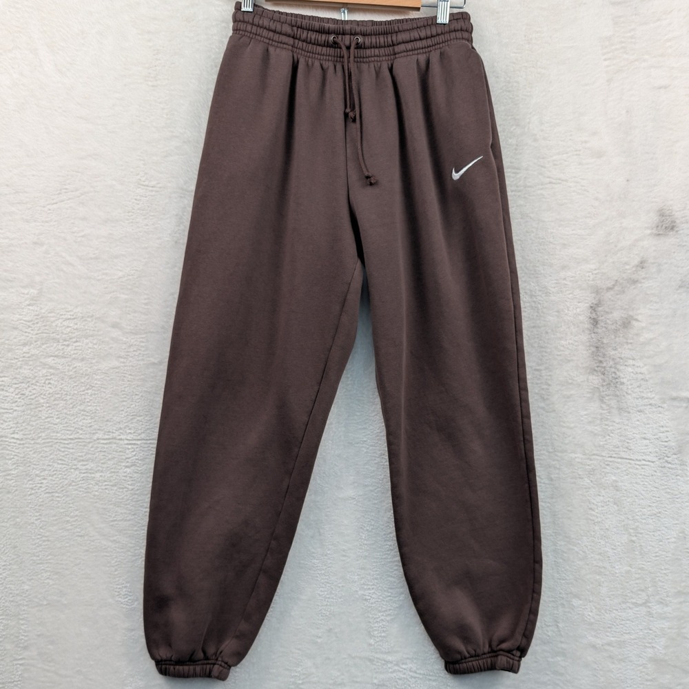 Nike Sweatpants Men's Small Brown Fleece Relaxed Embroidered Swoosh Athleisure
